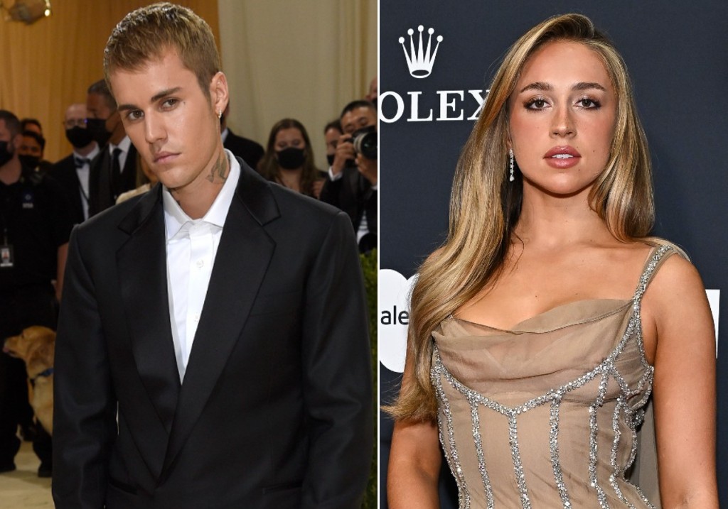 (L-R:) Justin Bieber attends The Metropolitan Museum of Art's Costume Institute benefit gala on Monday, Sept. 13, 2021 and Tate McRae attends Time100 Next at Pier 59 on Thursday, Oct. 30, 2025.