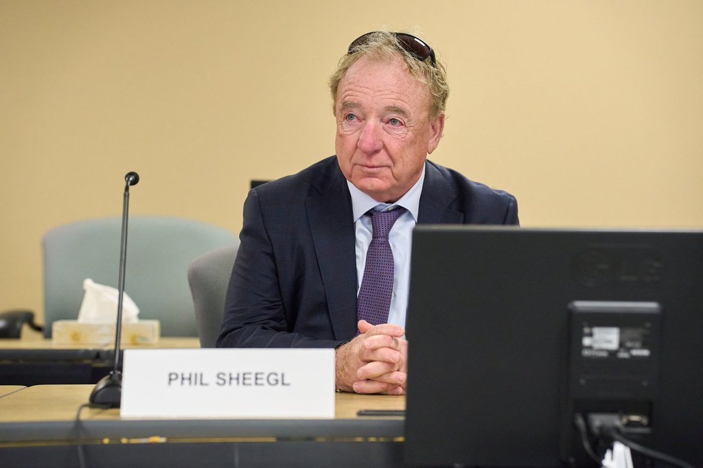 Winnipeg's former chief administrative officer, Phil Sheegl, arrives at the Winnipeg Police Service Headquarters Inquiry at the Public Utilities Board offices, in Winnipeg, on Tuesday, Feb. 17, 2026. 