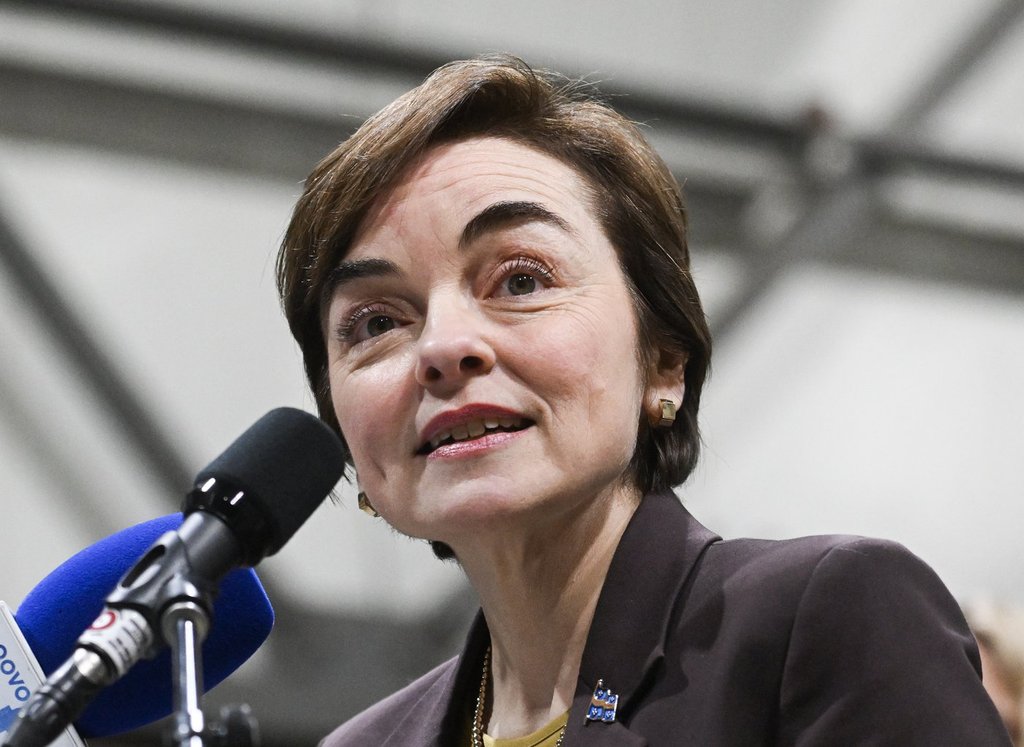 Christine Fréchette speaks at a press briefing in Trois-Rivières on Sunday, Jan. 25, 2026. LA PRESSE CANADIENNE/Graham Hughes.