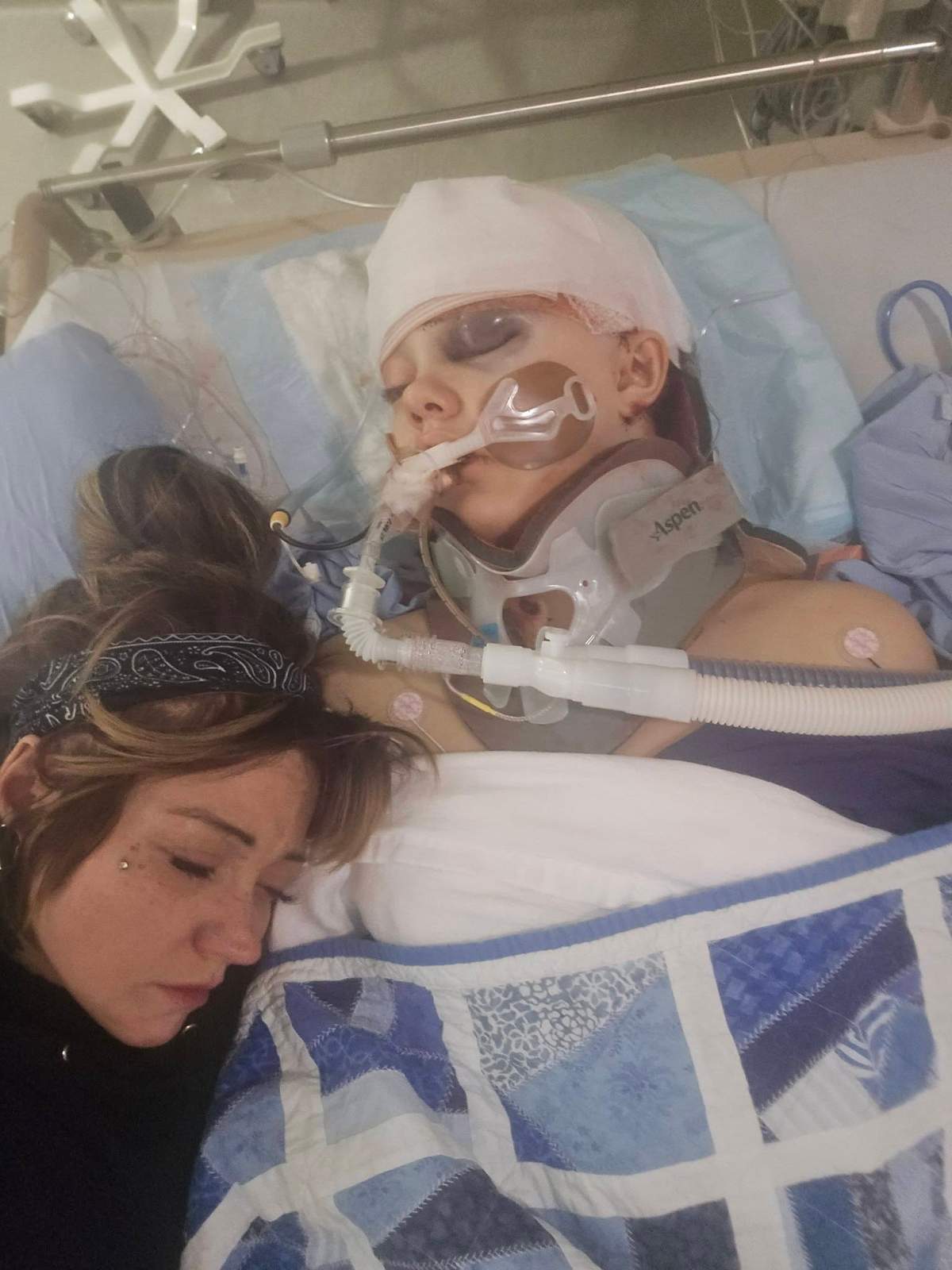 Maya and her mother in BC Children's Hospital.