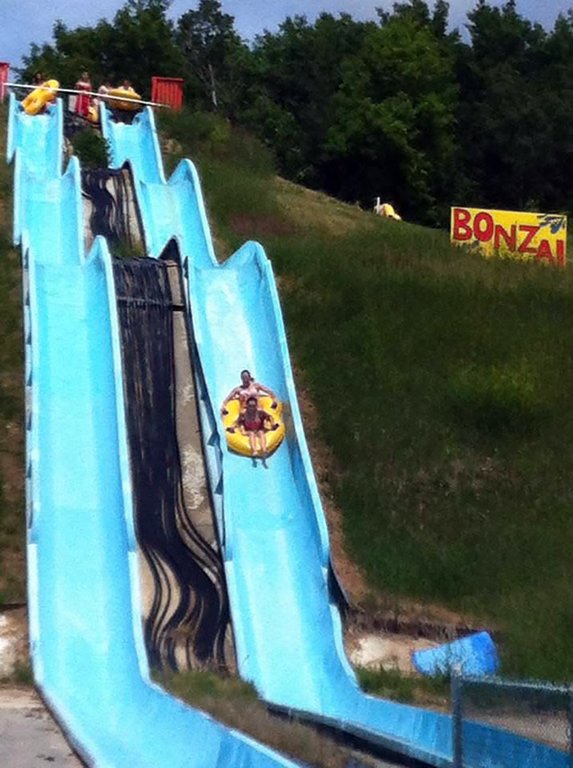 Patrons slide down the Kenosee Superslides in Moose Mountain Provincial Park, southeast of Regina, in this 2015 photo. The province says the former waterpark is set to be demolished this month. THE CANADIAN PRESS/Handout -  Doug Bourgon (Mandatory Credit).