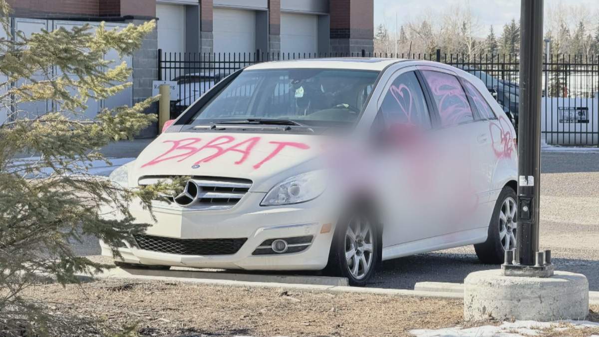 Vandalized Vehicle outside a catholic school