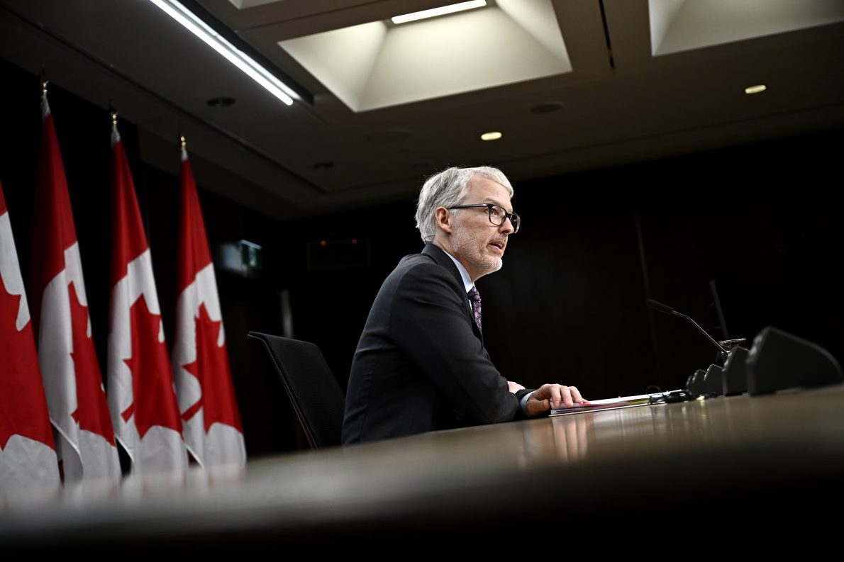 FILE -- Privacy Commissioner of Canada Philippe Dufresne participates in a news conference at the National Press Theatre in Ottawa, Thursday, Feb. 29, 2024. THE CANADIAN PRESS/Justin Tang.