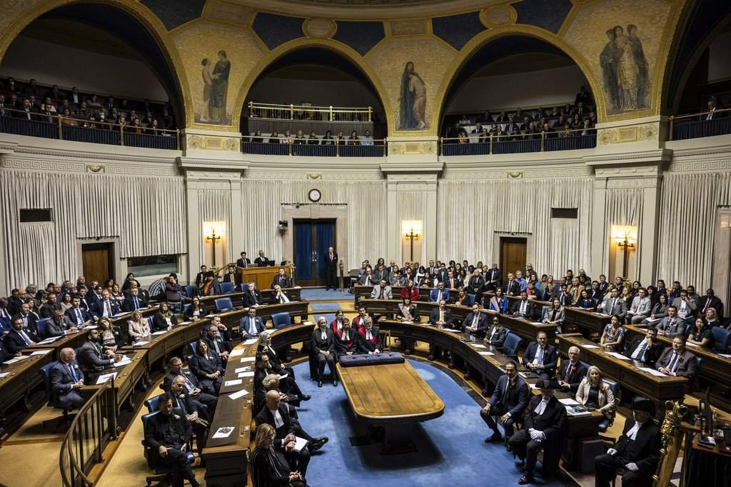 The legislative assembly during the first session of the 43rd Manitoba legislature at the Manitoba Legislative Building in Winnipeg, Tuesday, Nov. 21, 2023. THE CANADIAN PRESS/Aaron Vincent Elkaim.