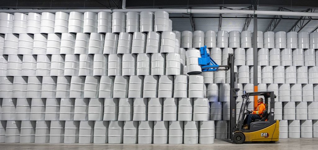 Barrels of pasteurized maple syrup are stored at the Quebec Maple Syrup Producers (QMSP) Global Strategic Maple Syrup Reserve warehouse in Plessisville, Que., on Friday, March 6, 2026.