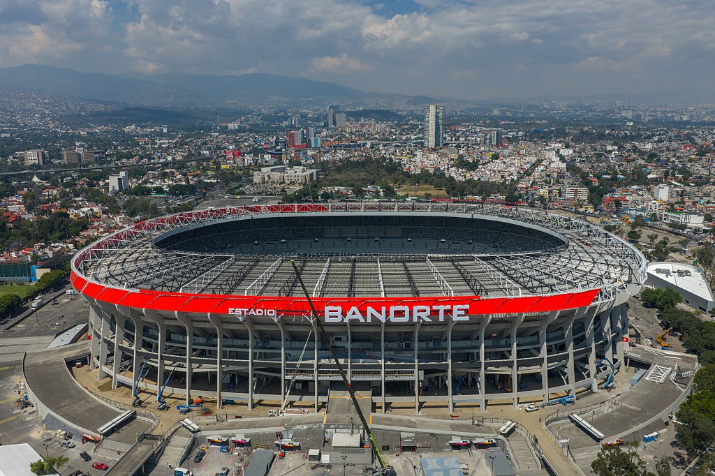 An aerial view of Mexico City Stadium on March 23, 2026 in Mexico City, Mexico.