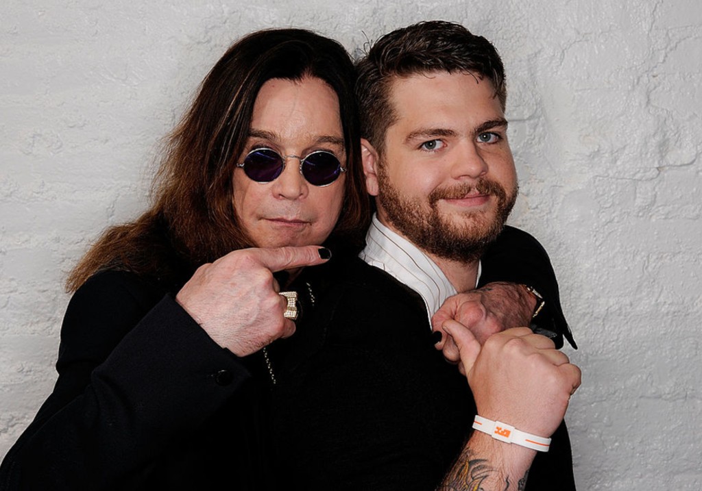 (L-R) Ozzy Osbourne and son, producer Jack Osbourne visit the Tribeca Film Festival 2011 portrait studio on April 25, 2011 in New York City.