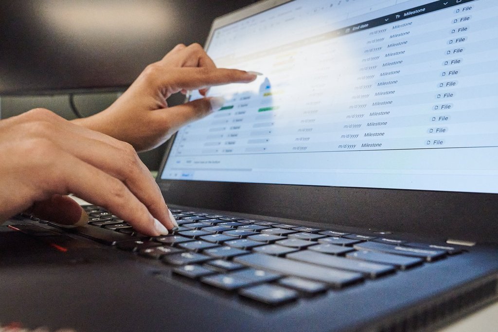 A person works on a spreadsheet in a photo illustration made in Toronto on Monday, Sept. 22, 2025. THE CANADIAN PRESS/Sammy Kogan.