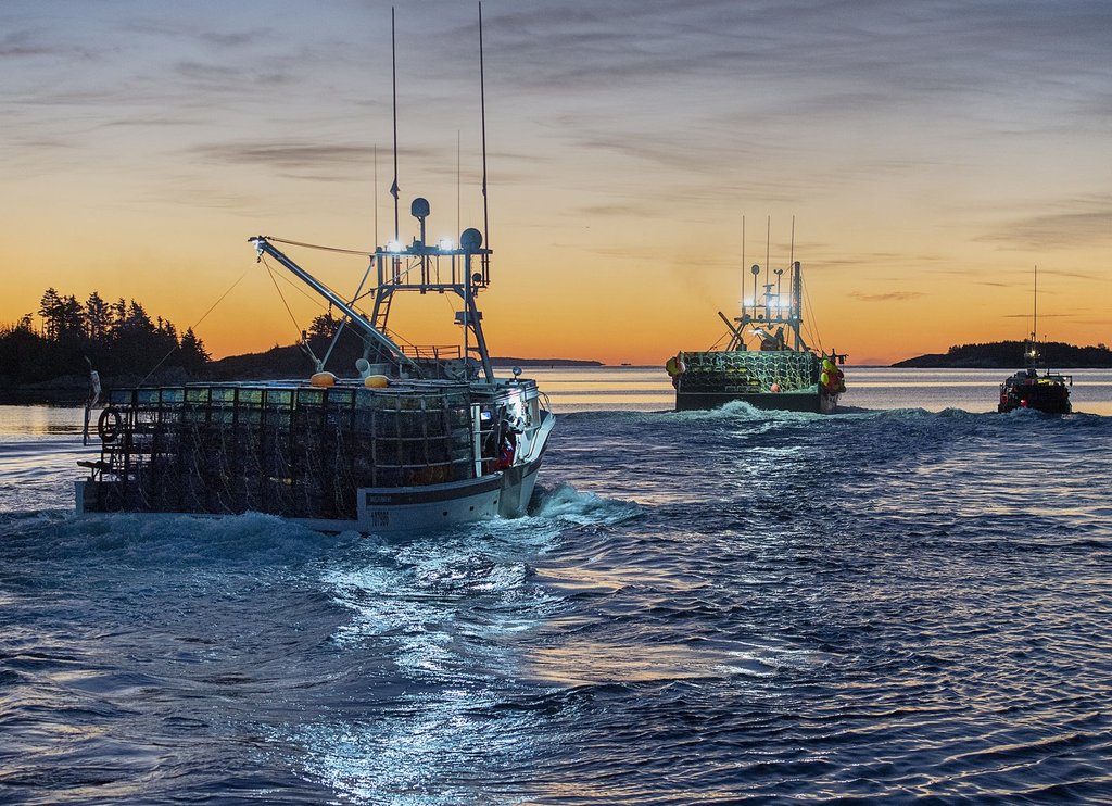 Boats loaded with traps head from the harbour in West Dover, N.S. on Monday, Nov. 30, 2020. THE CANADIAN PRESS/Andrew Vaughan.