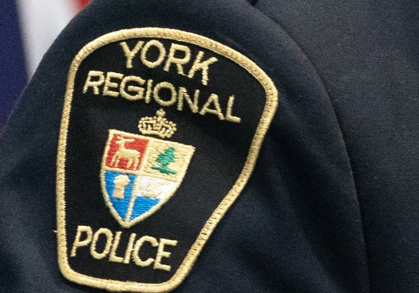 A York Regional Police patch is shown in Aurora, Ont. on Dec. 19, 2022.