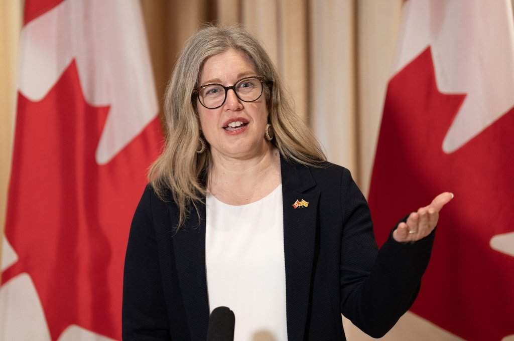 New Brunswick Premier Susan Holt speaks with reporters in Mumbai, India, Friday, Feb. 27, 2026. THE CANADIAN PRESS/Adrian Wyld.