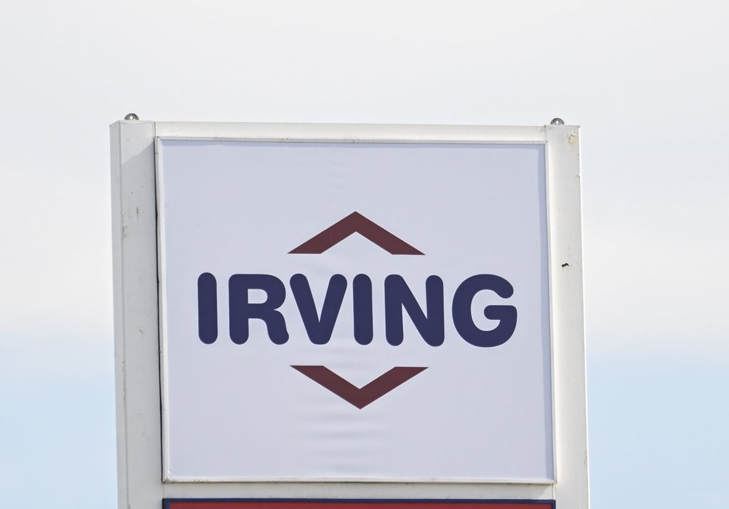 A sign for an Irving gas station in New Brunswick on Monday, May 5, 2025. THE CANADIAN PRESS/Graham Hughes.