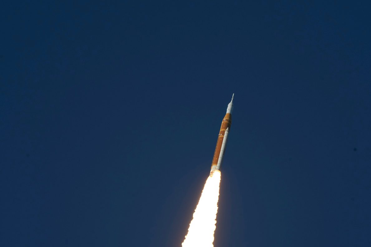 NASA’s Artemis II moon rocket lifts off from the Kennedy Space Center’s Launch Pad 39-B Wednesday, April 1, 2026, in Cape Canaveral, Fla. (AP Photo/Chris O’Meara)