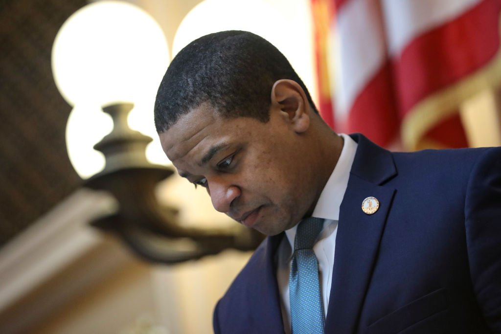 FILE: Virginia Lt. Governor Justin Fairfax presides over the Senate at the Virginia State Capitol, February 7, 2019 in Richmond, Virginia.