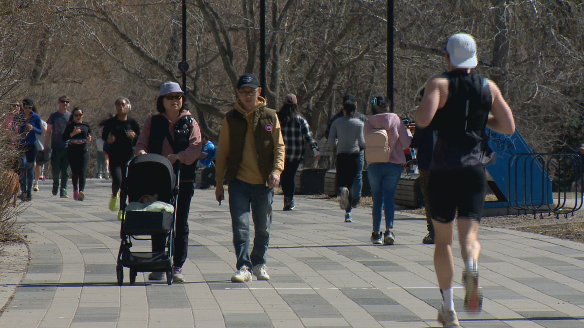 Calgarians enjoy a city pathway