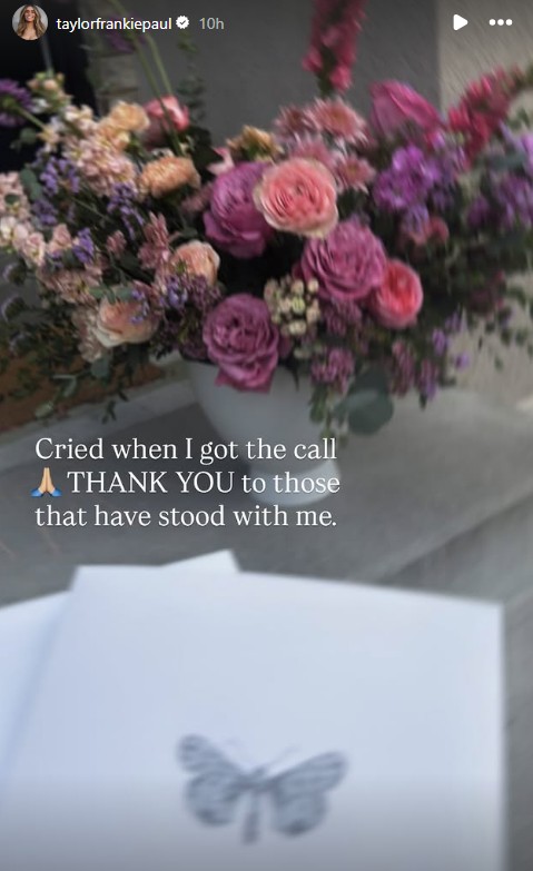 A screenshot of Taylor Frankie Paul's Instagram Stories.