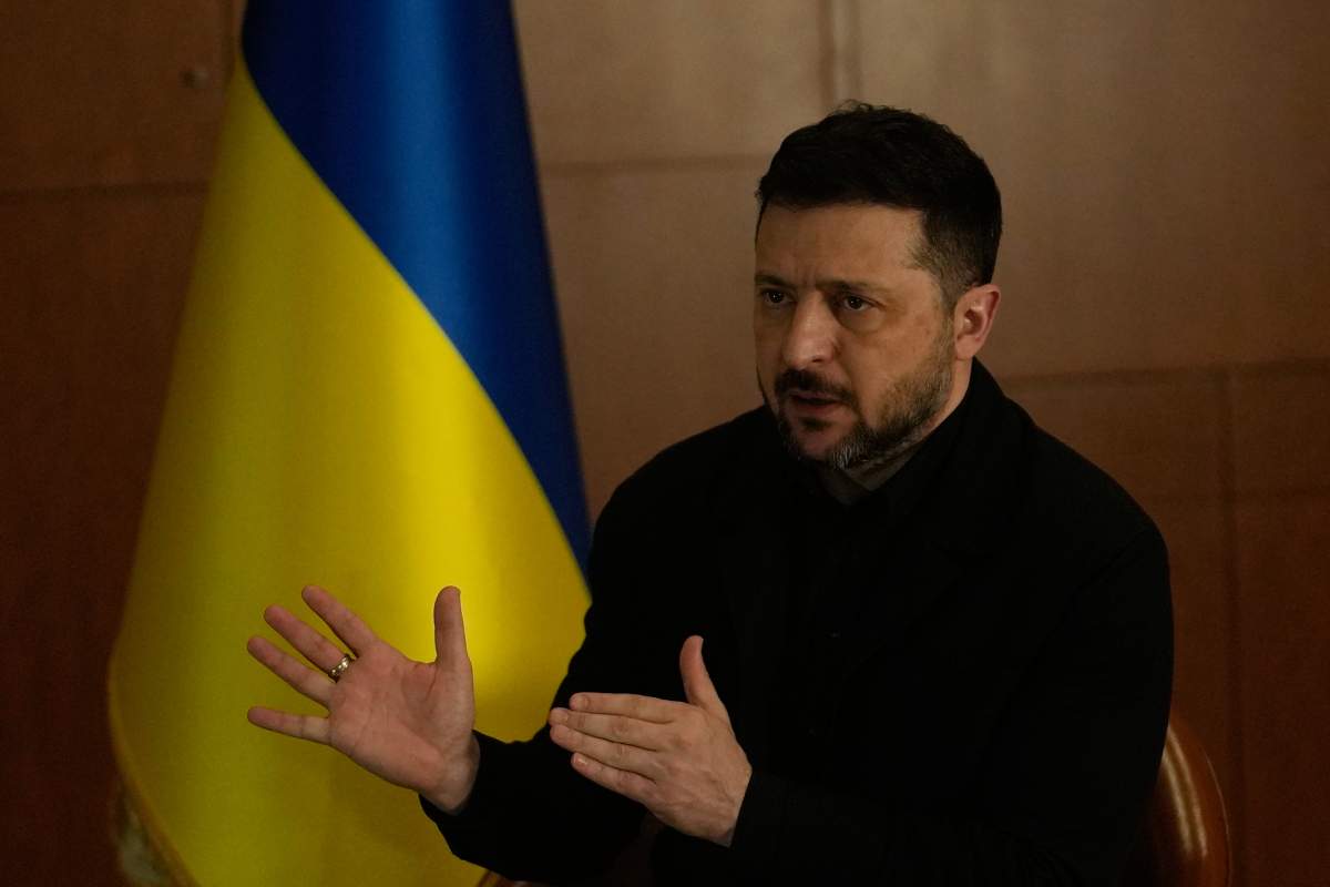 Volodymyr Zelenskyy speaks during an interview