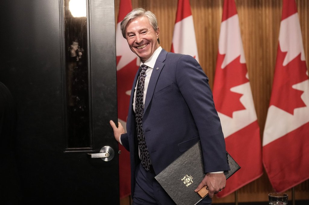 Nova Scotia Premier Tim Houston attends a photo-op at the Queen's Park legislature in Toronto on Monday March 2, 2026. THE CANADIAN PRESS/Chris Young.
