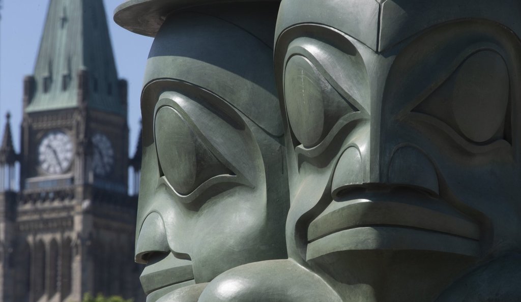 The Three Watchmen statue is seen near Parliament Hill Wednesday, June 2, 2021. THE CANADIAN PRESS/Adrian Wyld.