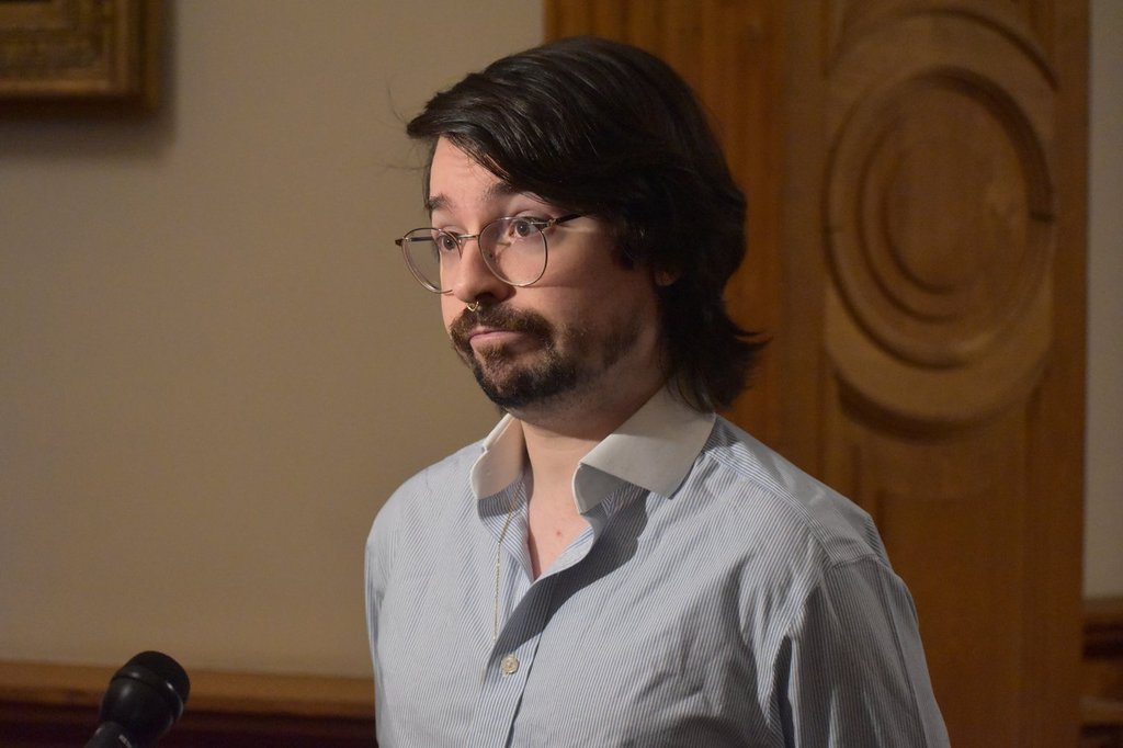 Dr. Chris Arsenault speaks to reporters after a presentation to a New Brunswick government committee reviewing the Clean Water Act in Fredericton on Thursday, May 7, 2026. THE CANADIAN PRESS/Eli Ridder.