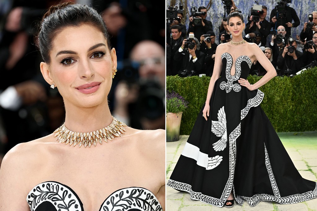 Anne Hathaway arrives at The Metropolitan Museum of Art's Costume Institute benefit gala celebrating the opening of the "Costume Art" exhibition on Monday, May 4, 2026, in New York.