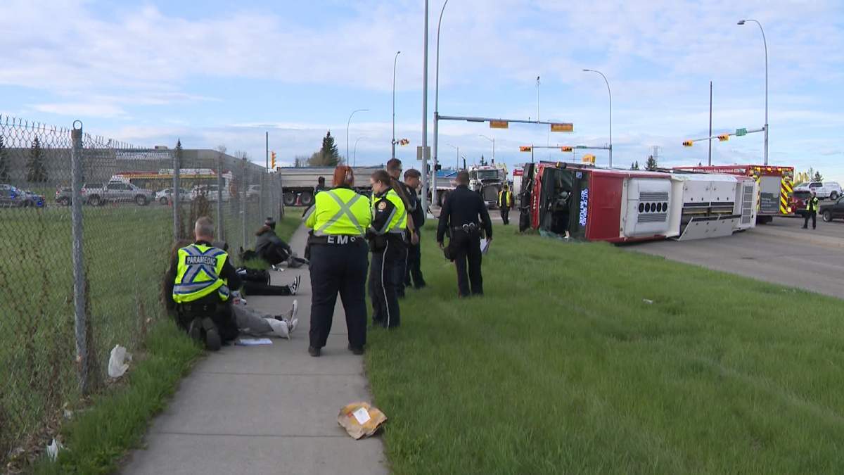 EMS says that six people were assessed at the scene of the crash and three were sent to hospital with minor injuries.
