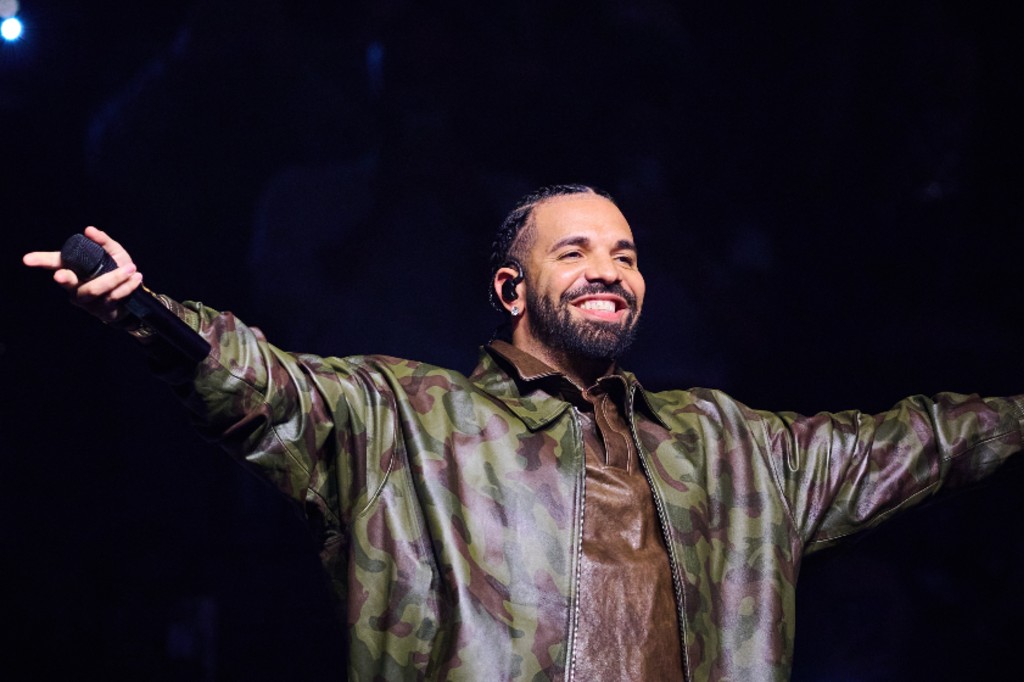 Drake performs during a concert by Vybz Kartel at Scotiabank Arena in Toronto on Oct. 26, 2025.