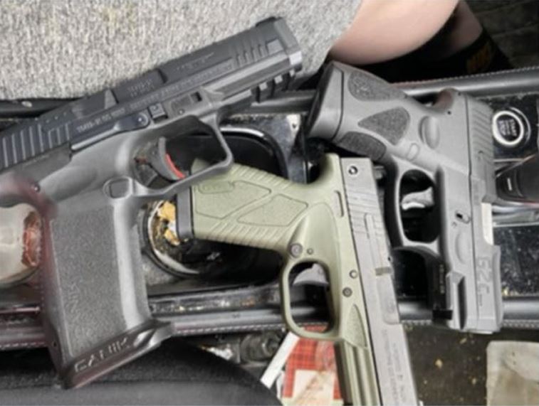 This photo is included as evidence in a federal grand jury indictment alleging a firearm trafficking network that smuggled guns from New Hampshire into Canada, as revealed by the U.S. Attorney's Office for the District of New Hampshire on May 14, 2026.