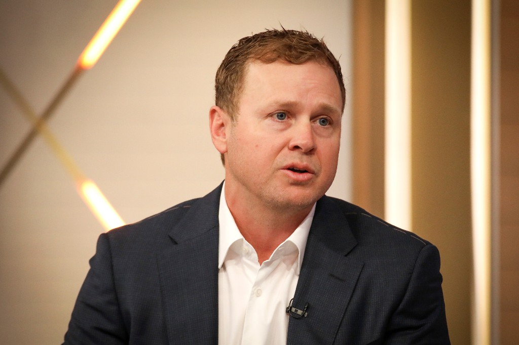 Spencer Pratt speaks during an appearance on "Fox & Friends" at Fox News headquarters, Jan. 28, 2026, in New York.