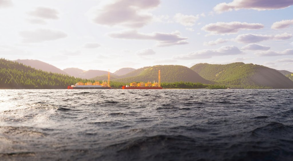 A project rendering of the yet-to-be-built Western LNG Ksi Lisims project is shown in this undated handout image. THE CANADIAN PRESS/Handout - Western LNG (Mandatory Credit).