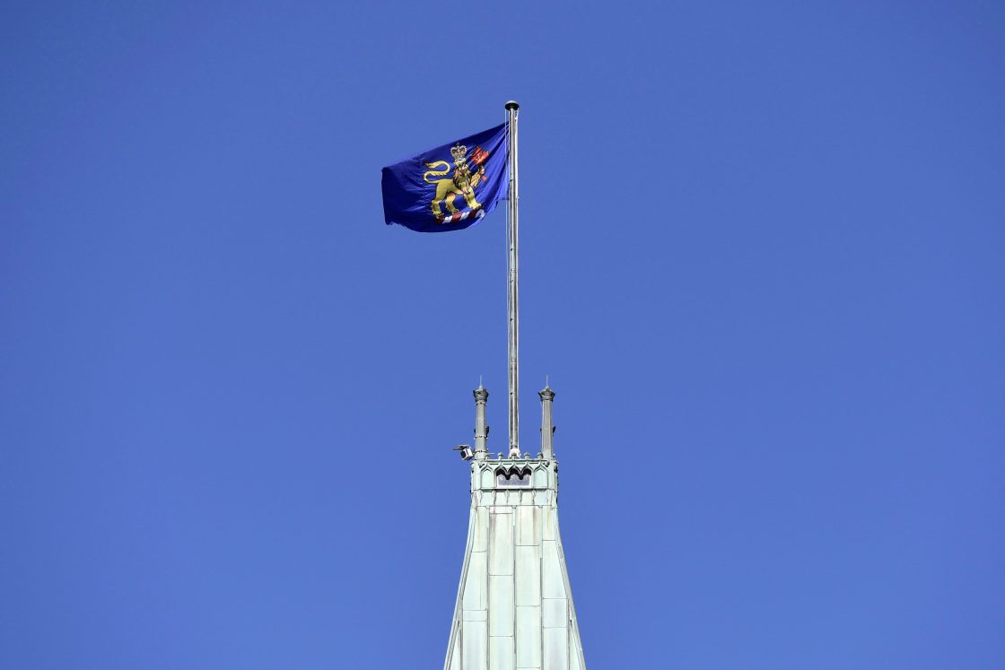 FILE – The Governor General’s flag flies on the Peace Tower on Parliament Hill, in Ottawa on Monday, Oct. 2, 2017.