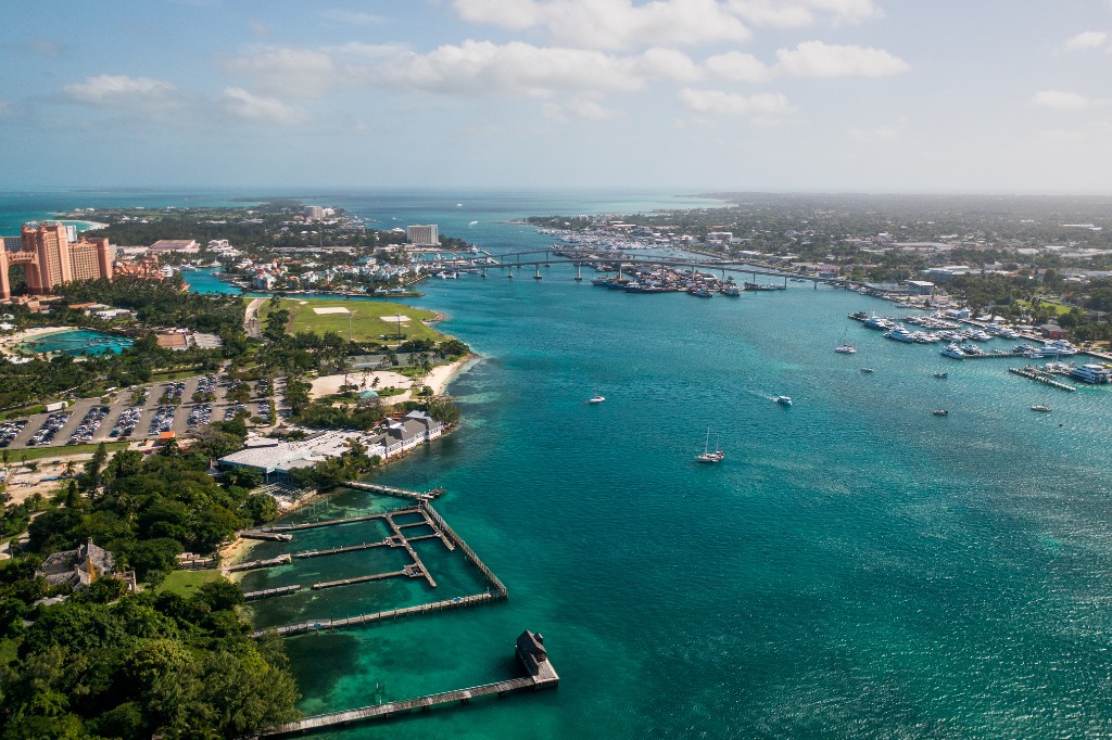 A file photo of an aerial shot showing the inlet between Paradise Island and New Providence, Bahamas.