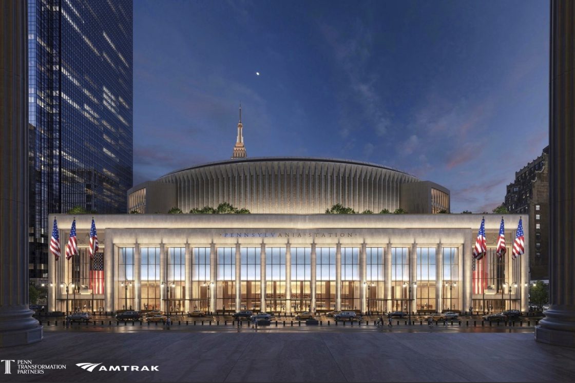 This artistic rendering provided by Heller Inc. shows a dramatically redesigned Pennsylvania Station in New York City.