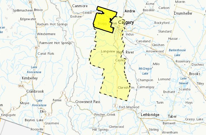 The severe thunderstorm warning for Calgary and surrounding area was issued just before 2 p.m. on Thursday.