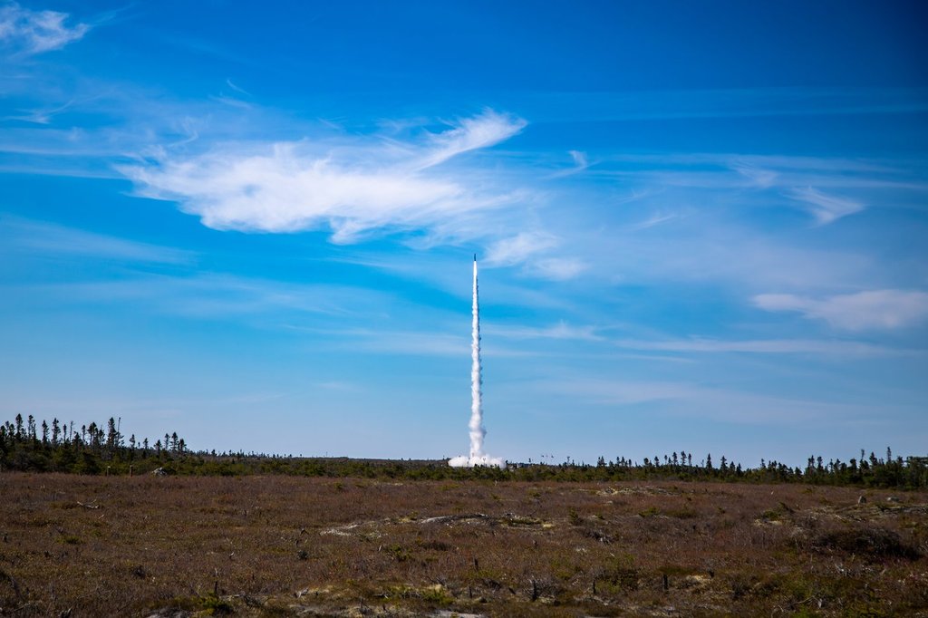 A suborbital launch from Maritime Launch Services' Spaceport Nova Scotia, near Canso, N.S., is seen on June 10, 2026, in this handout photo. THE CANADIAN PRESS/Handout — Maritime Launch Services Inc. (Mandatory Credit).