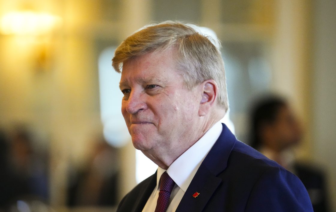FILE - Consul General of Canada in New York, Tom Clark, arrives to listen to Prime Minister Mark Carney deliver a speech and take part in an armchair discussion at the The Economic Club of New York in New York on Thursday, May 28, 2026.